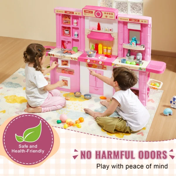 VEVOR Kitchen Cooking Toys for Kids 74 PCS  Chef Playset with Sounds & Lights Ages 3+ Children's Play House Toddlers Kitchenware