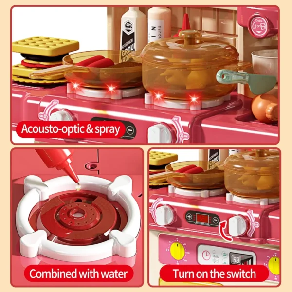 Children Kitchen Counter Play Set DIY Simulated Cooking Food Tableware Play House Role Play Pretend Game Toy Gift Kid Boys Girls
