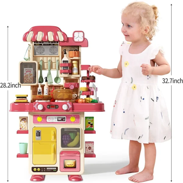 Children Kitchen Counter Play Set DIY Simulated Cooking Food Tableware Play House Role Play Pretend Game Toy Gift Kid Boys Girls