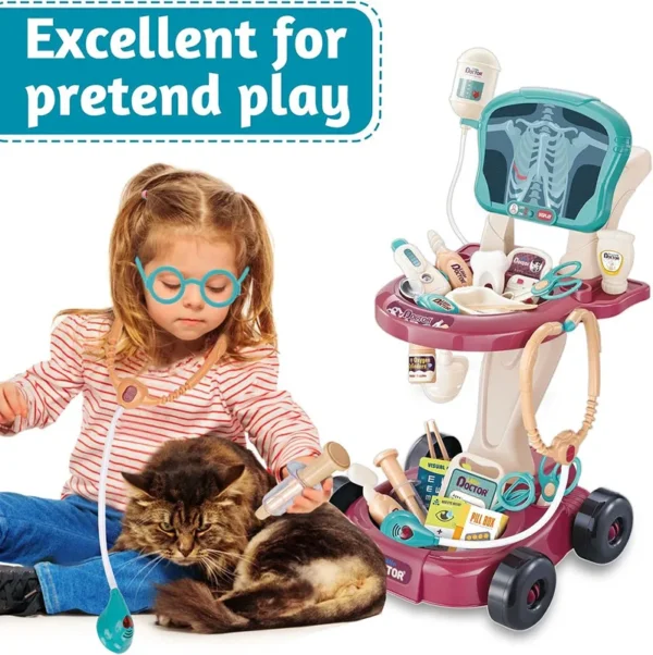 29-piece Children's doctor set, Doctor nurse role play, pretend toy dentist vet Medical mobile car with sound, birthday gift Tha