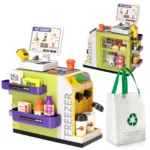 48Pcs Mini Supermarket Cash Register Toy Coffee Machine Cashier With Sound Light Pretend Play Store Simulated Shopping Kid Gifts