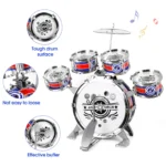 Jazz Drum Set Mini Drum Toys 6 Drums with Stool Musical Instruments Toy Birthday Gift no with LED Light for Beginners Boys Girls