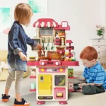 Children Kitchen Counter Play Set DIY Simulated Cooking Food Tableware Play House Role Play Pretend Game Toy Gift Kid Boys Girls
