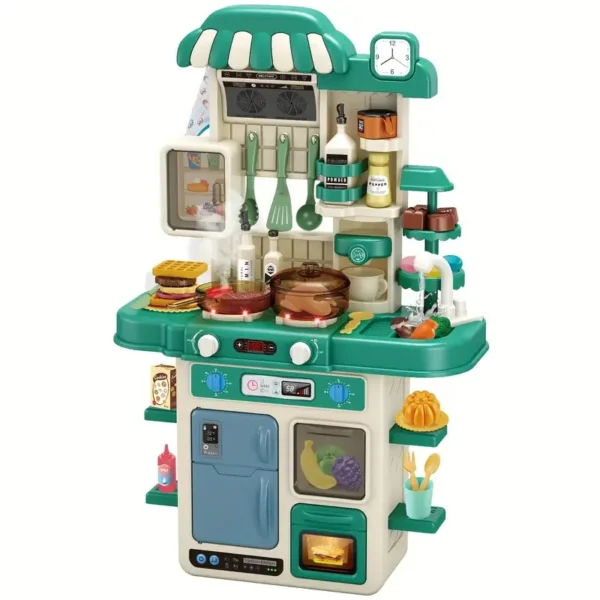 Children Kitchen Counter Play Set DIY Simulated Cooking Food Tableware Play House Role Play Pretend Game Toy Gift Kid Boys Girls