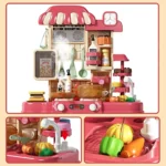 Children Kitchen Counter Play Set DIY Simulated Cooking Food Tableware Play House Role Play Pretend Game Toy Gift Kid Boys Girls