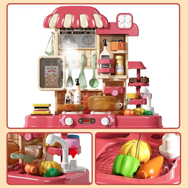 Children Kitchen Counter Play Set DIY Simulated Cooking Food Tableware Play House Role Play Pretend Game Toy Gift Kid Boys Girls