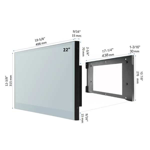 Souria 22 inch Smart Mirror LED Bathroom TV IP66 Waterproof Shower Integrated WiFi DVB ATSC Tuner Television Android SPA Hotel