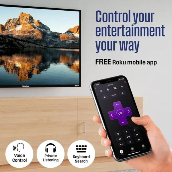 42 Inch Smart Television, 1080P LED Full HD with Wi-Fi Connectivity and Mobile App, Flat Screen Compatible with Apple Home Kit