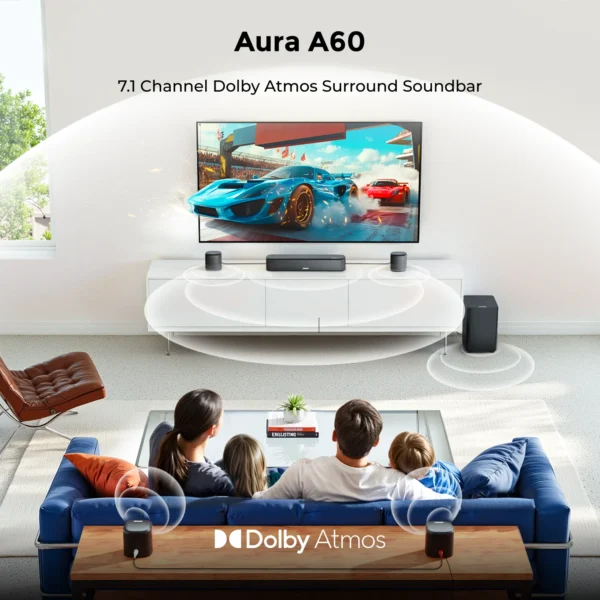 ULTIMEA 7.1 Sound Bar with Dolby Atmos, Surround Sound System for Home Cinema with App Control, 350W Home Bluetooth Speakers