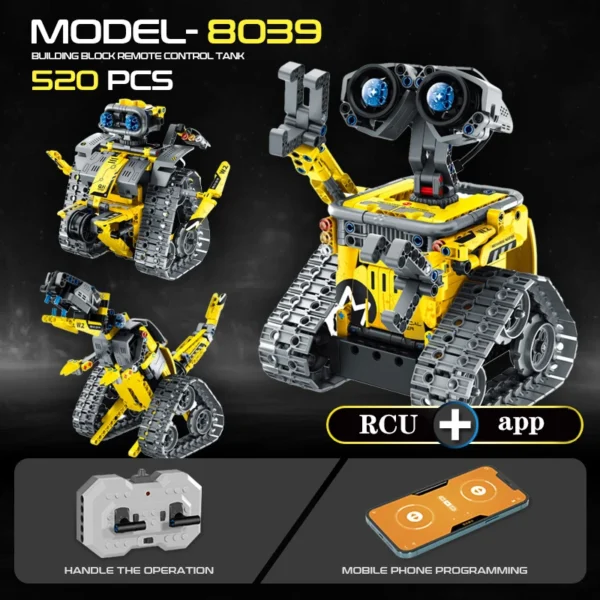 520pcs 3 in 1 City Technical RC Robot Excavator Racing Car Building Blocks Remote Control Bulldozer Truck Bricks Toys For Kids