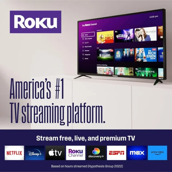 42 Inch Smart Television, 1080P LED Full HD with Wi-Fi Connectivity and Mobile App, Flat Screen Compatible with Apple Home Kit