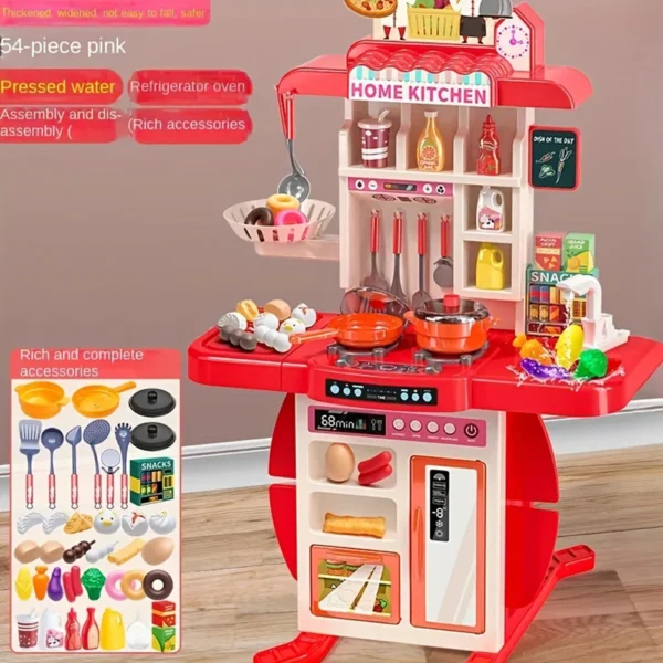 95cm Kidsren's Play House Kitchen Toy Can Drink Water Set for Girls and Babies Cooking Artificial Kitchen Utensils Fruits and Vegetables Dishwashing Thanksgiving Christmas New Year Gift