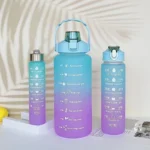 3Pcs Gradient Plastic Cup Set Large Capacity Sports Water Bottle Outdoor Travel Gym Fitness Jugs Student Portable Cup WIth Straw