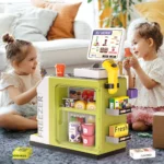 48Pcs Mini Supermarket Cash Register Toy Coffee Machine Cashier With Sound Light Pretend Play Store Simulated Shopping Kid Gifts