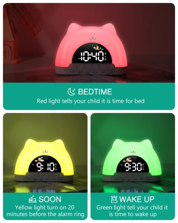 ORIA Kids Alarm Clock Sleep Training Alarm Clock Wake Up Clock with 11 Color Night Light & Child Lock Clocks for Boys Girls Gift