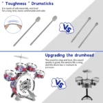 Jazz Drum Set Mini Drum Toys 6 Drums with Stool Musical Instruments Toy Birthday Gift no with LED Light for Beginners Boys Girls
