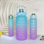 3Pcs Gradient Plastic Cup Set Large Capacity Sports Water Bottle Outdoor Travel Gym Fitness Jugs Student Portable Cup WIth Straw