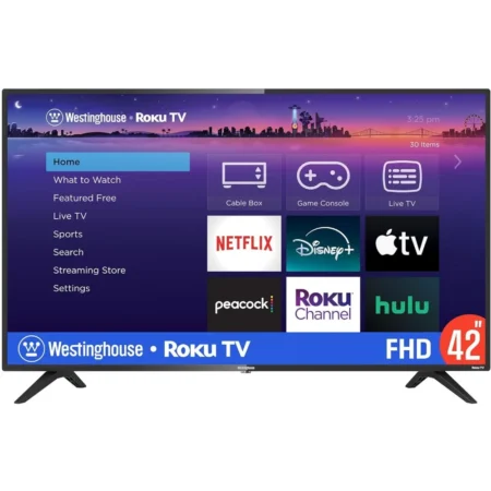 42 Inch Smart Television, 1080P LED Full HD with Wi-Fi Connectivity and Mobile App, Flat Screen Compatible with Apple Home Kit
