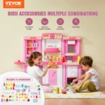 VEVOR Kitchen Cooking Toys for Kids 74 PCS  Chef Playset with Sounds & Lights Ages 3+ Children's Play House Toddlers Kitchenware