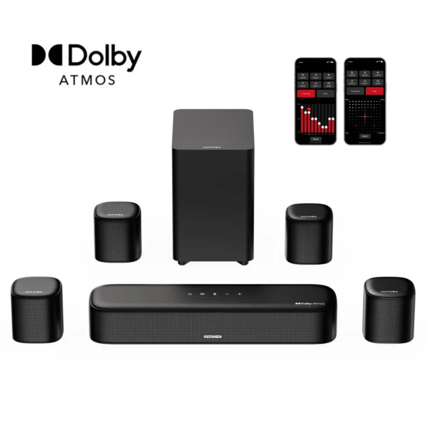 ULTIMEA 7.1 Sound Bar with Dolby Atmos, Surround Sound System for Home Cinema with App Control, 350W Home Bluetooth Speakers