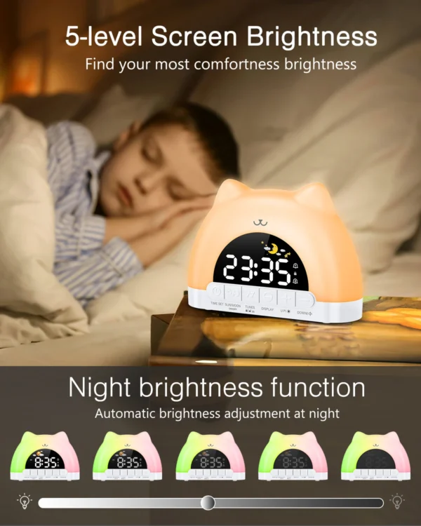 ORIA Kids Alarm Clock Sleep Training Alarm Clock Wake Up Clock with 11 Color Night Light & Child Lock Clocks for Boys Girls Gift