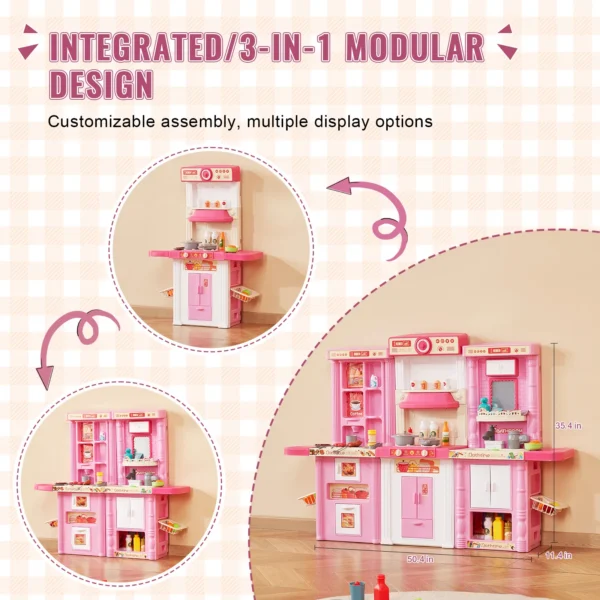 VEVOR Kitchen Cooking Toys for Kids 74 PCS  Chef Playset with Sounds & Lights Ages 3+ Children's Play House Toddlers Kitchenware